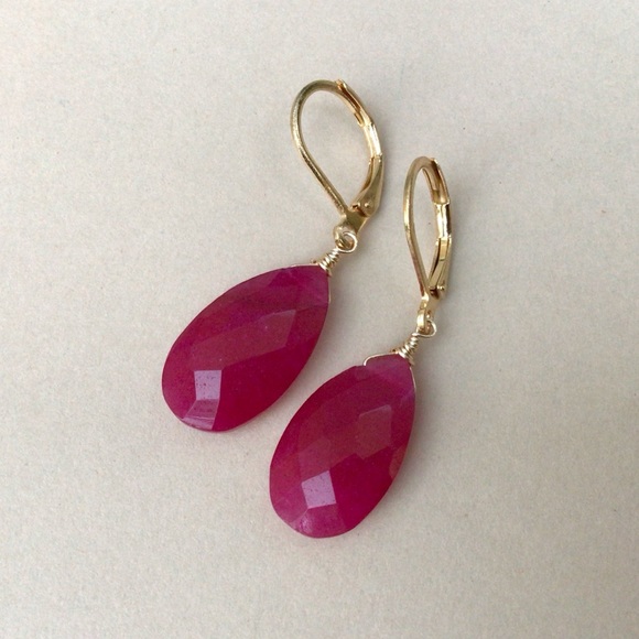 Ruby Gold Filled leverback Sundance Charm Earrings - Picture 3 of 9